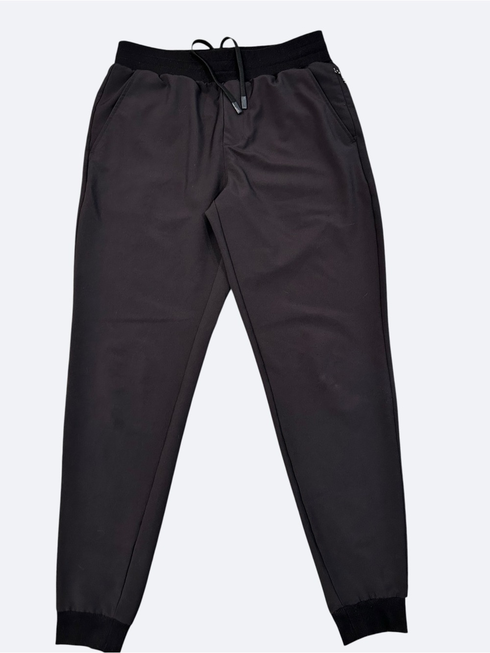 FLX Men's Black Jogger Pants S Elastic Drawstric Casual Sweats Polyester Athlete